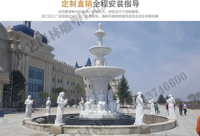 大理石景觀(guān)噴泉安裝，如何安裝大型景觀(guān)噴泉，定制石雕噴泉工廠(chǎng)