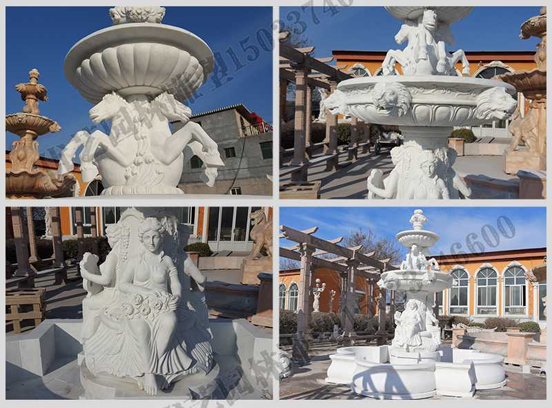 大理石噴泉，歐式人物動物噴泉，室外景觀噴泉定制