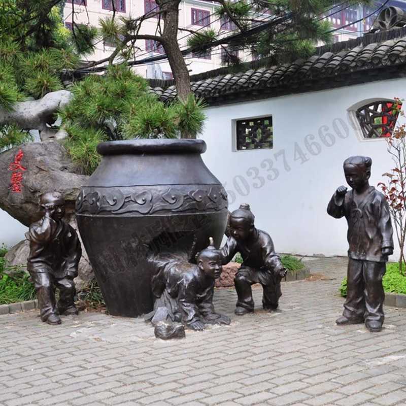 銅小孩雕塑，兒童銅雕塑