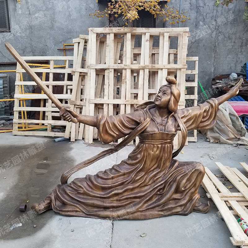 銅舞劍人物雕塑，古代銅人物雕塑